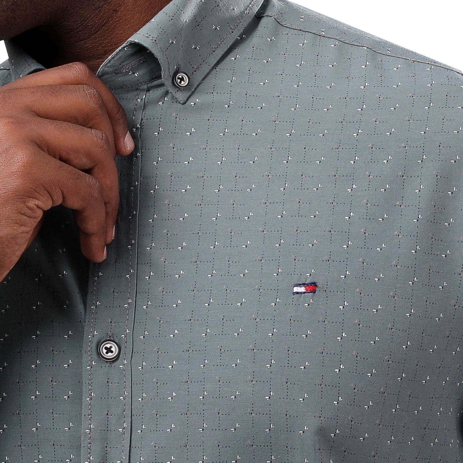 TH Printed Long Sleeve Poplin Men Shirt - Deford