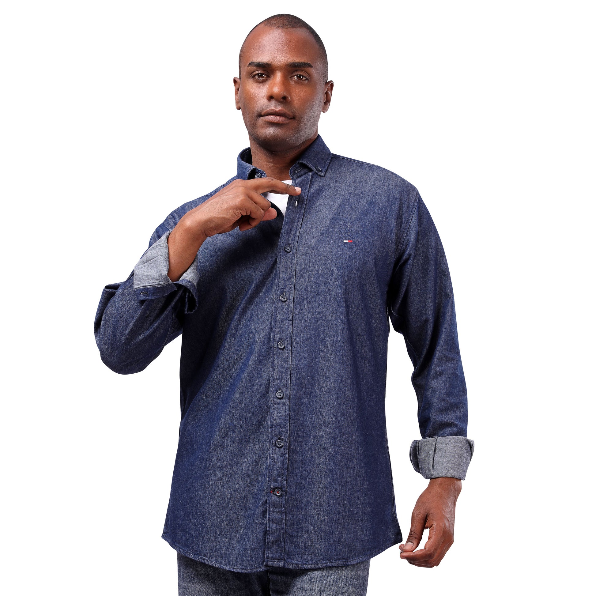 TH Dark Denim Long Sleeve Men Shirt - Deford