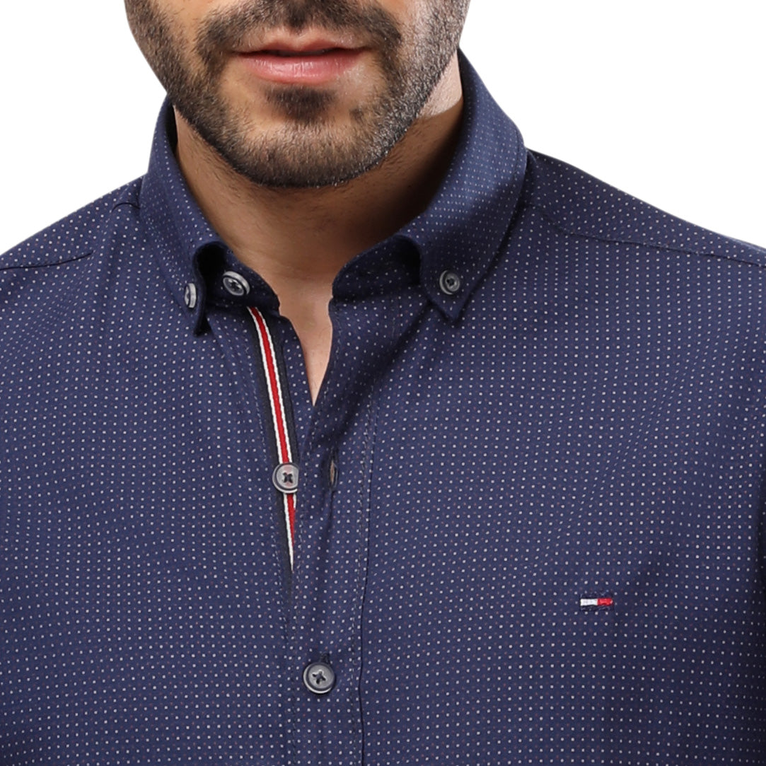 TH Printed Long Sleeve Poplin Men Shirt - Deford