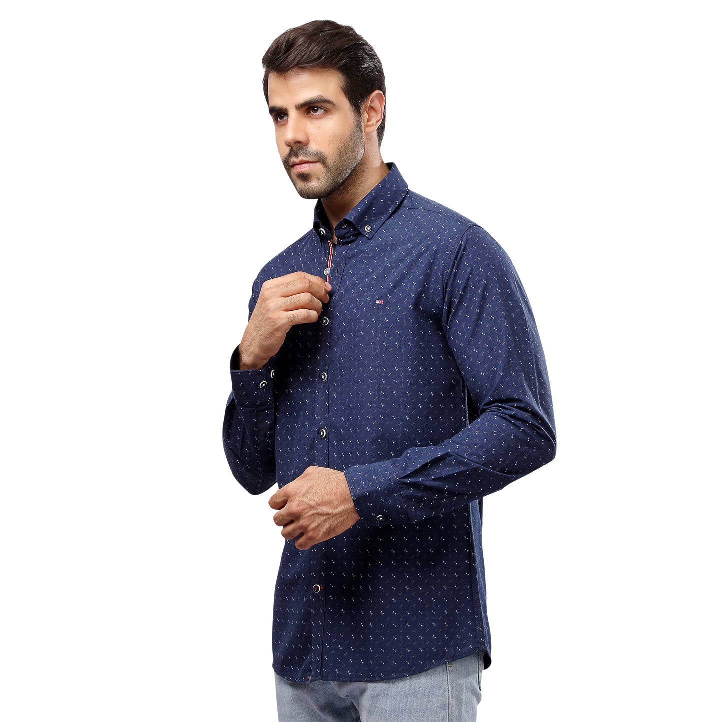 TH Printed Long Sleeve Poplin Men Shirt - Deford