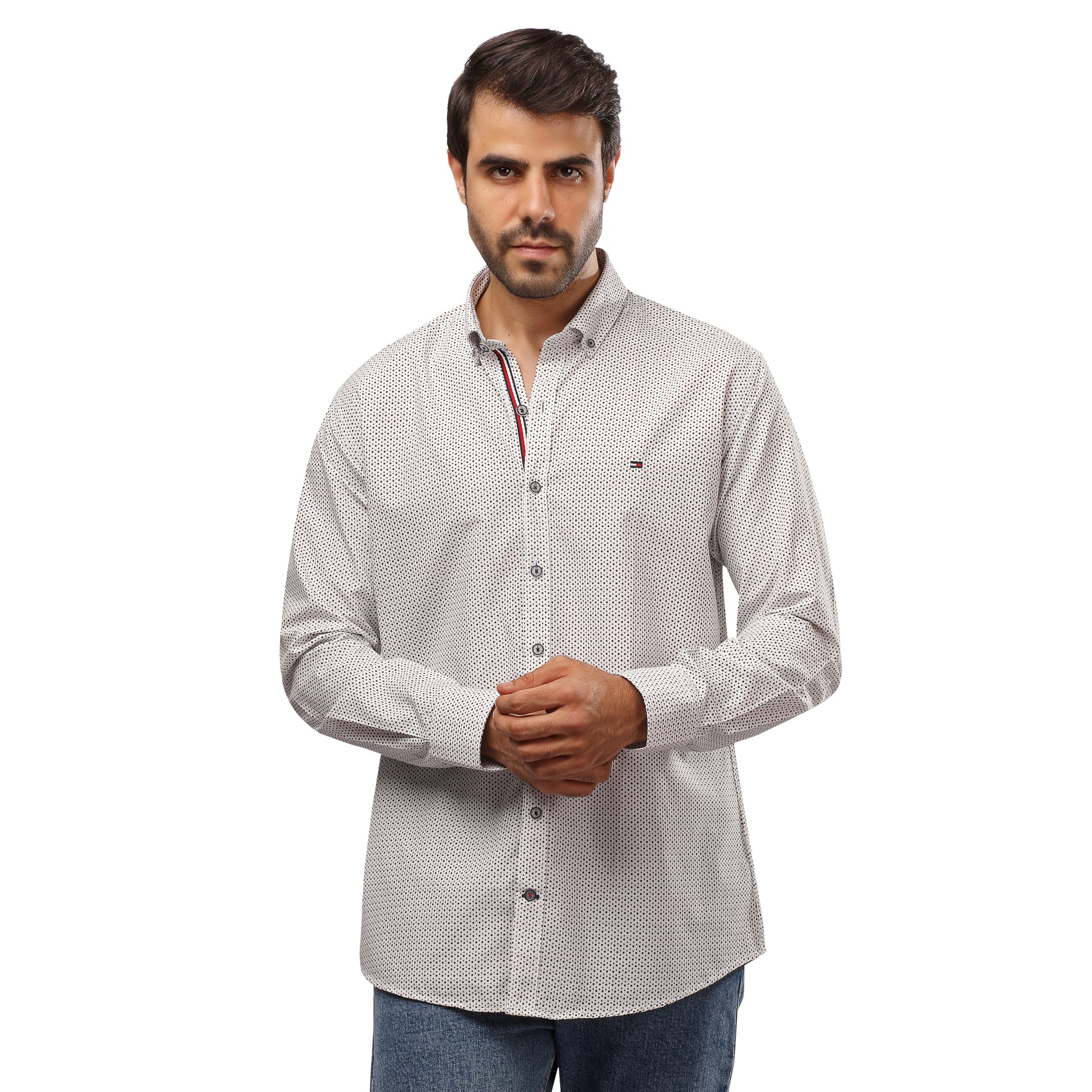 TH Printed Long Sleeve Poplin Men Shirt - Deford