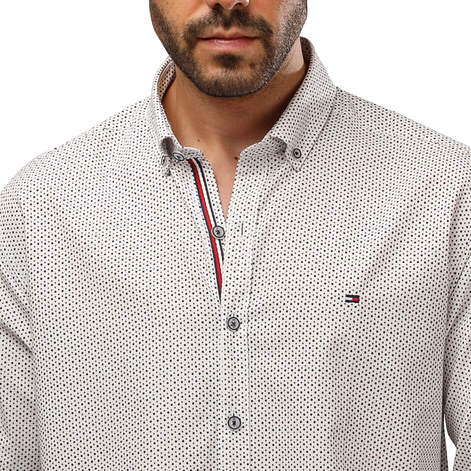 TH Printed Long Sleeve Poplin Men Shirt - Deford