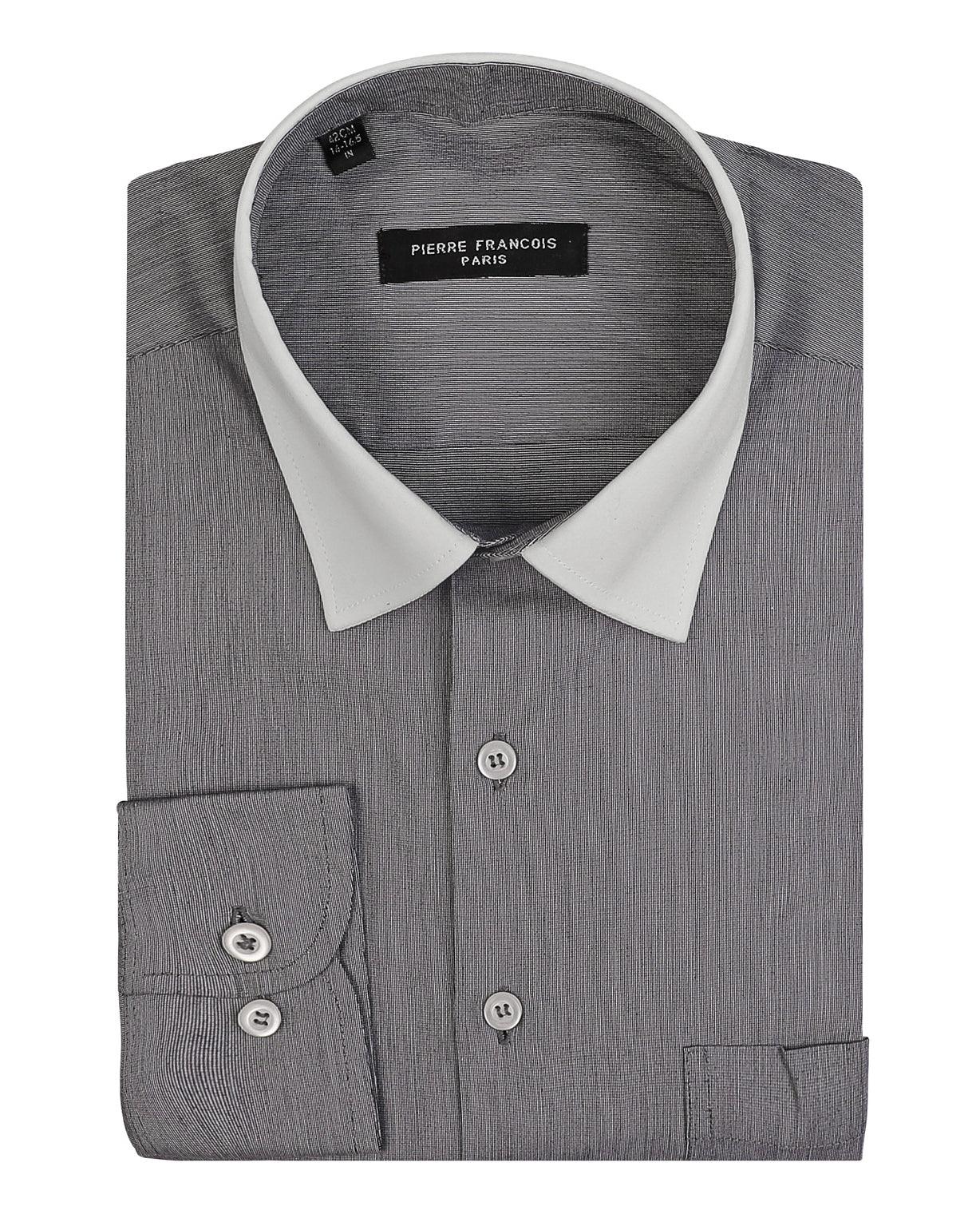 Fil a fil Plain Classic Fit Contrast Collar Formal Shirt With White Collar - Deford