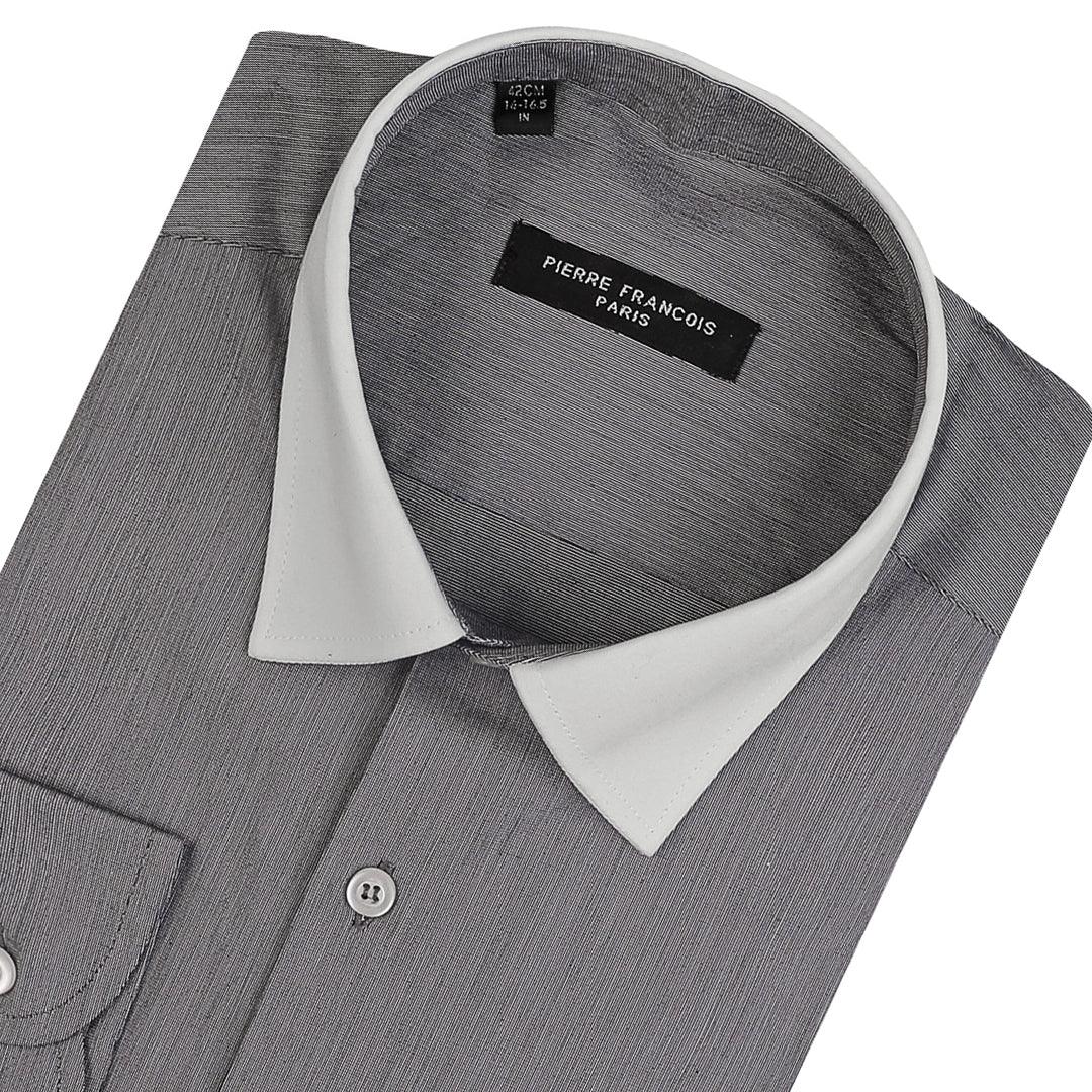 Fil a fil Plain Classic Fit Contrast Collar Formal Shirt With White Collar - Deford