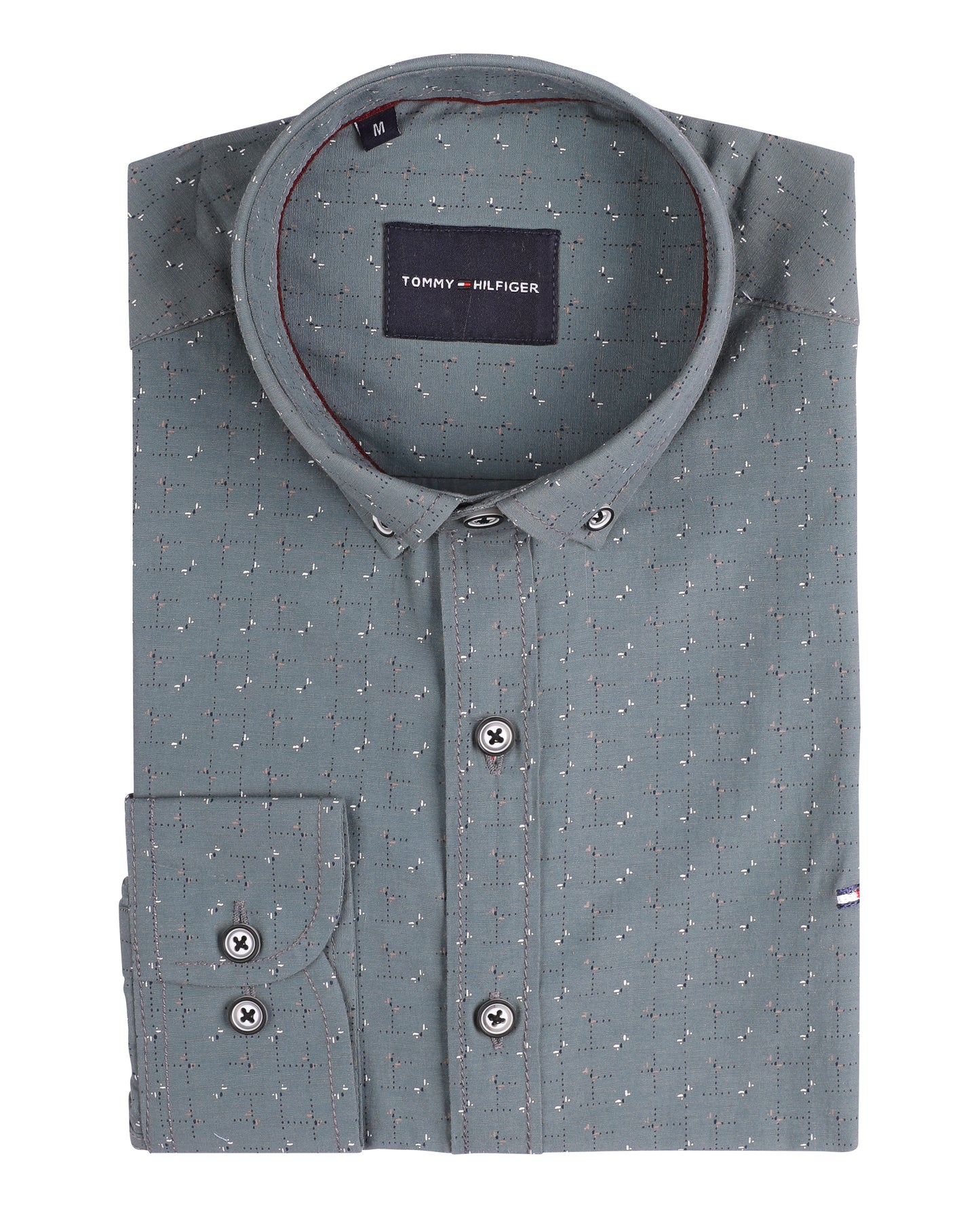 TH Printed Long Sleeve Poplin Men Shirt - Deford