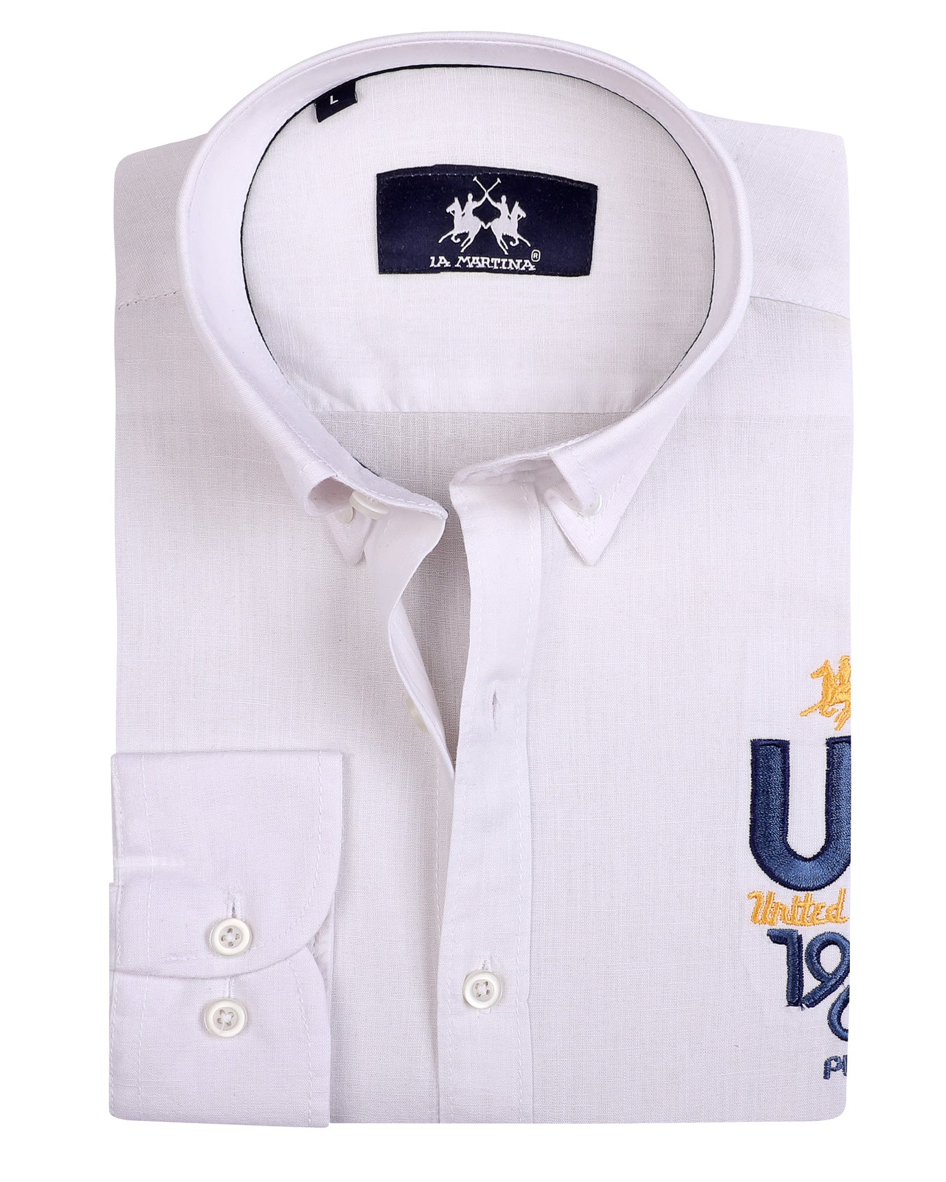 LA MARTINA Embroidered Linen-blend Men Shirt - Deford