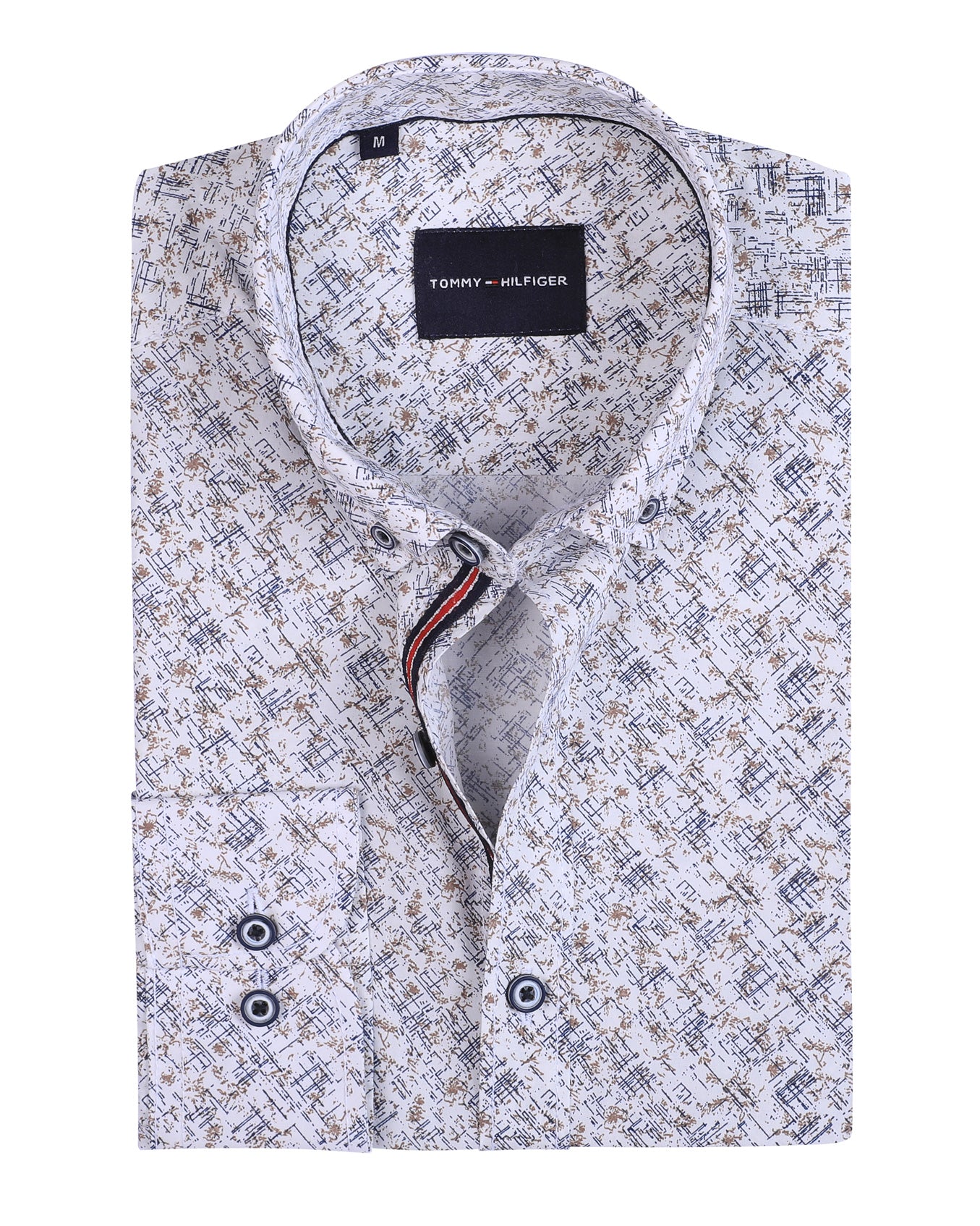 TH Printed Long Sleeve Poplin Men Shirt