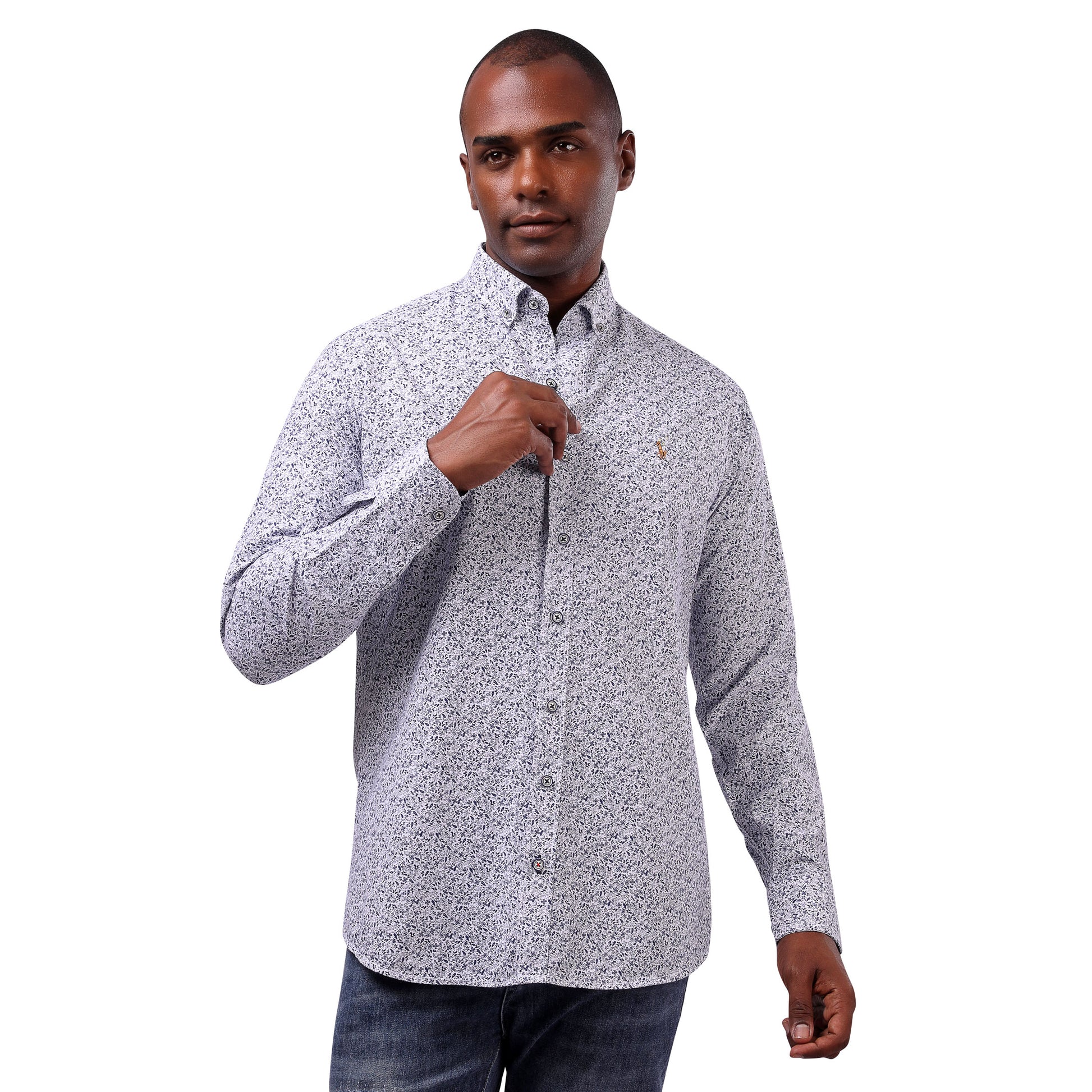 RL Polo Printed Long Sleeve Poplin Men Shirt - Deford