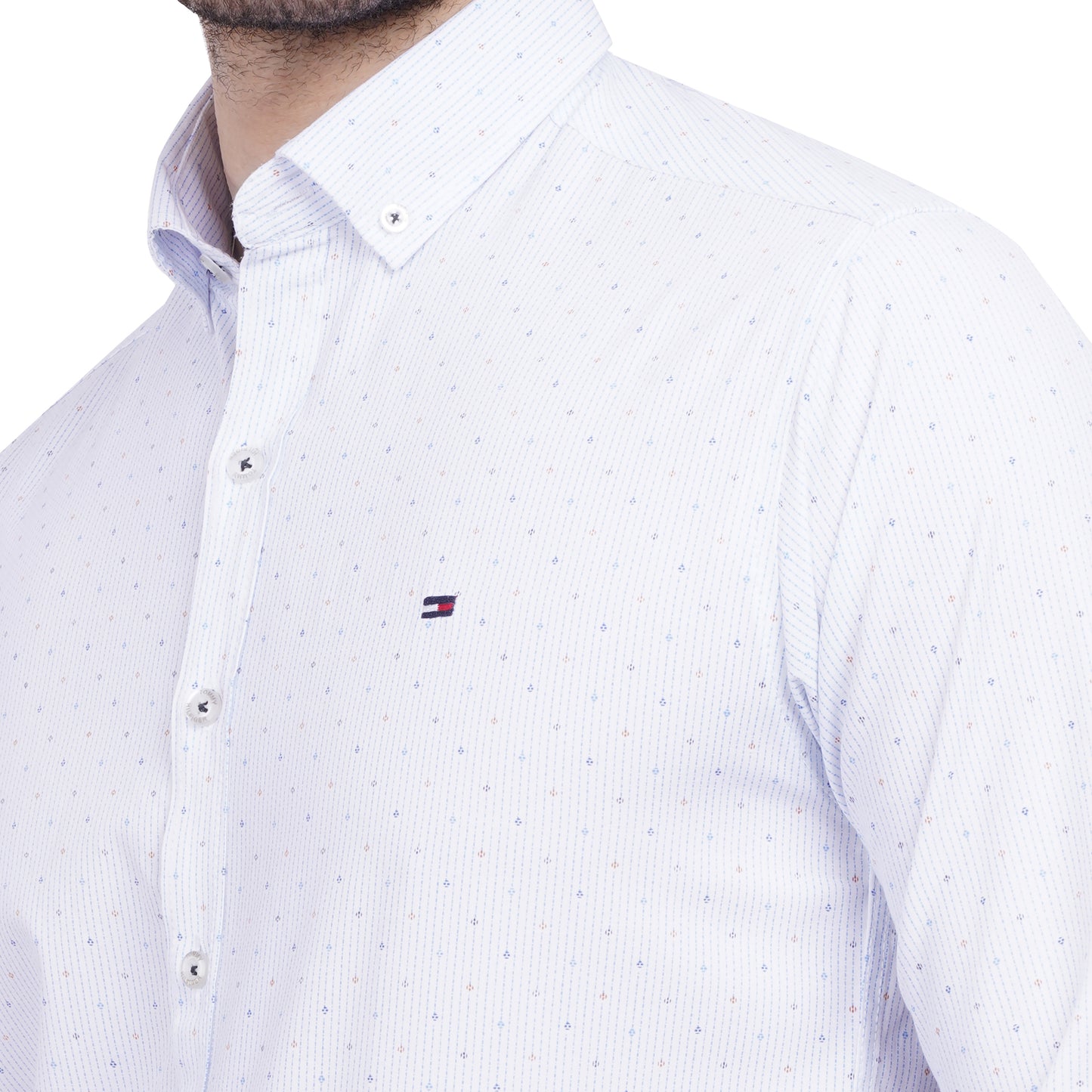 TH Printed Long Sleeve Poplin Men Shirt